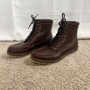 Target High Top Brown Faux Leather Lace Up Casual Boots Men's Size 13